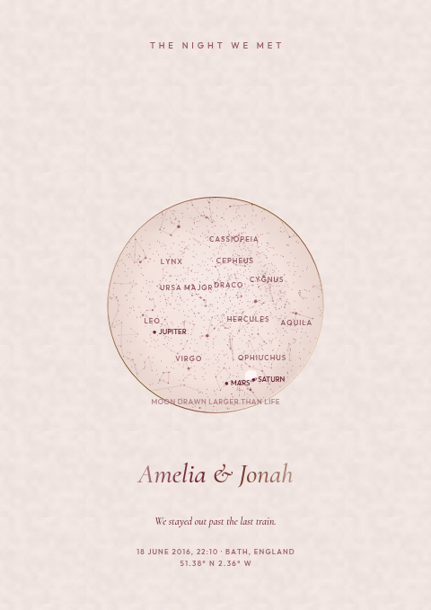 Anniversary star map print preview with names and the night you met