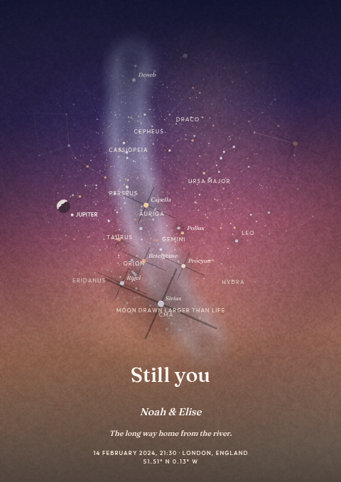 Last-minute personalised star map gift preview, ready to download and print