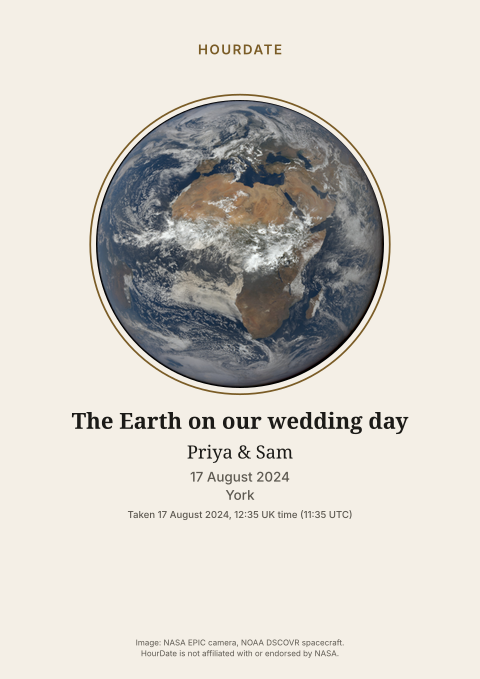 Preview of a The Earth That Day print with a whole-Earth photograph