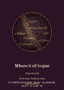 Amber Plum star map style: Plum ground, amber stars, and a ring of small diamonds.