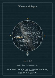 Night ferry star map style: Harbour teal, a cream chart, and degree ticks.