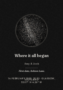 Quiet Hour star map style: Charcoal and silver, with a wide margin under the chart.